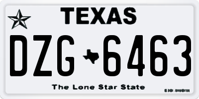 TX license plate DZG6463