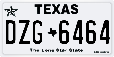 TX license plate DZG6464
