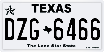TX license plate DZG6466