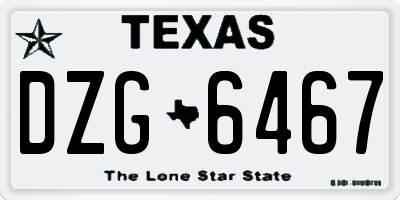 TX license plate DZG6467