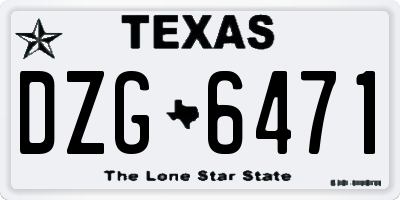 TX license plate DZG6471