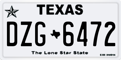 TX license plate DZG6472