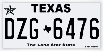 TX license plate DZG6476