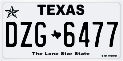 TX license plate DZG6477