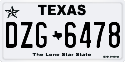 TX license plate DZG6478