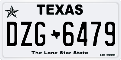 TX license plate DZG6479