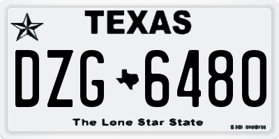 TX license plate DZG6480