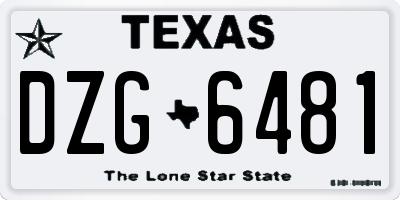 TX license plate DZG6481