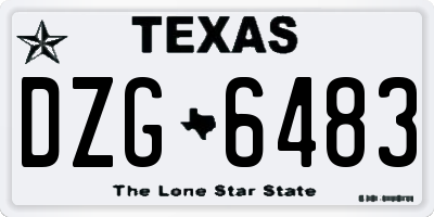 TX license plate DZG6483