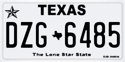TX license plate DZG6485