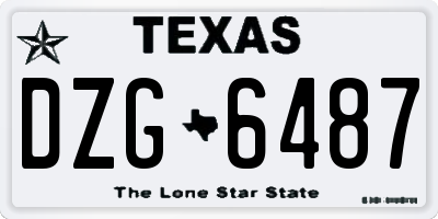 TX license plate DZG6487