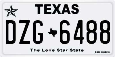 TX license plate DZG6488