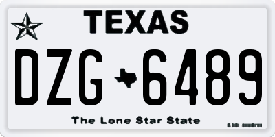 TX license plate DZG6489