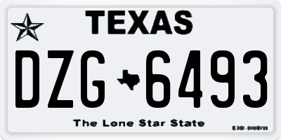 TX license plate DZG6493