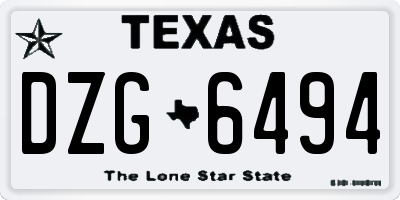 TX license plate DZG6494