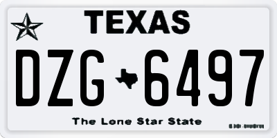 TX license plate DZG6497