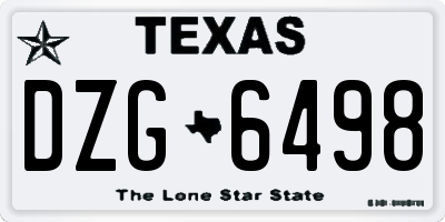 TX license plate DZG6498