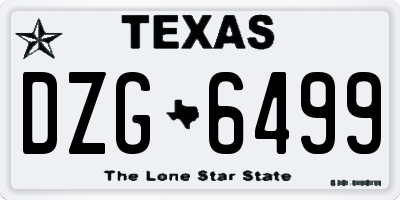 TX license plate DZG6499
