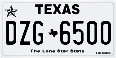 TX license plate DZG6500