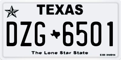 TX license plate DZG6501