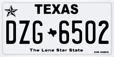 TX license plate DZG6502