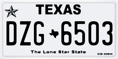 TX license plate DZG6503