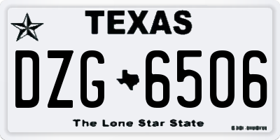 TX license plate DZG6506