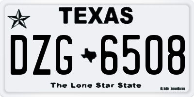 TX license plate DZG6508