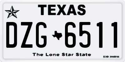 TX license plate DZG6511