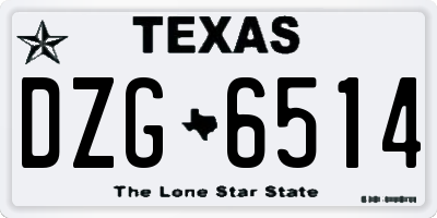 TX license plate DZG6514