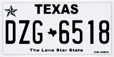 TX license plate DZG6518