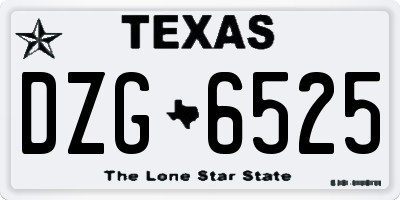 TX license plate DZG6525