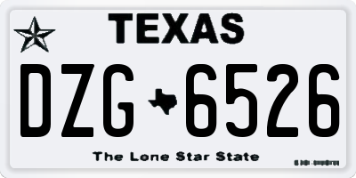TX license plate DZG6526