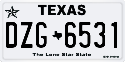 TX license plate DZG6531