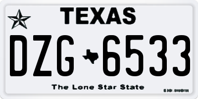 TX license plate DZG6533