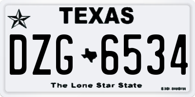 TX license plate DZG6534