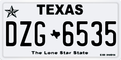 TX license plate DZG6535