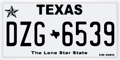 TX license plate DZG6539
