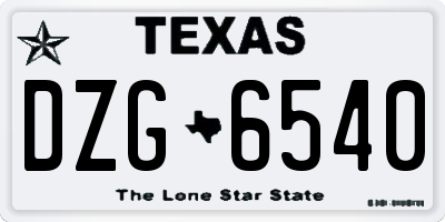 TX license plate DZG6540