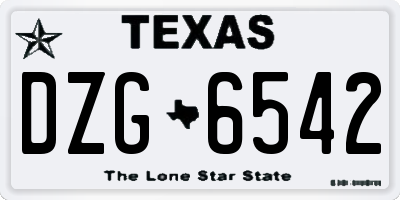 TX license plate DZG6542