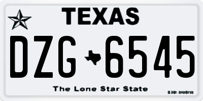 TX license plate DZG6545