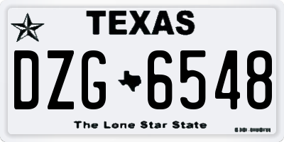 TX license plate DZG6548