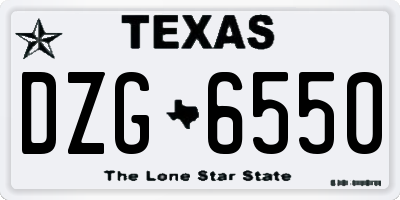 TX license plate DZG6550