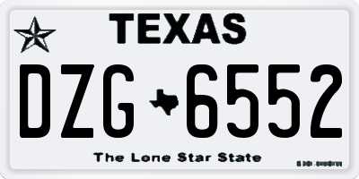 TX license plate DZG6552