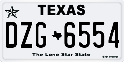 TX license plate DZG6554