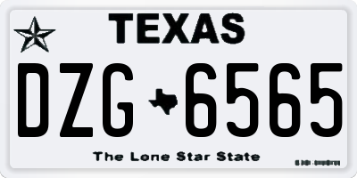 TX license plate DZG6565