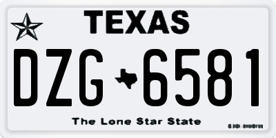 TX license plate DZG6581
