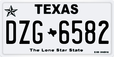 TX license plate DZG6582