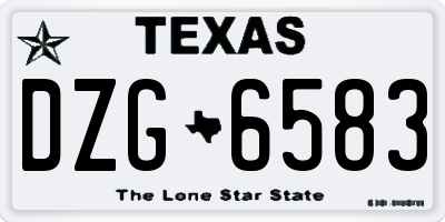 TX license plate DZG6583