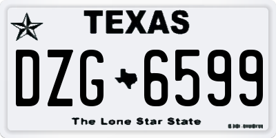TX license plate DZG6599